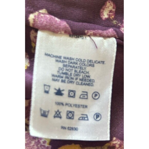 Lands' End Purple Floral Pulllover Pintuck Blouse w Tie Plus Size 18W - Picture 3 of 9